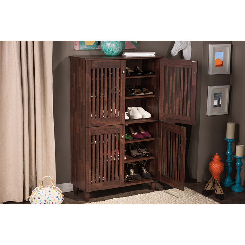 Armoire de rangement pour 18 paires de chaussures, Brun