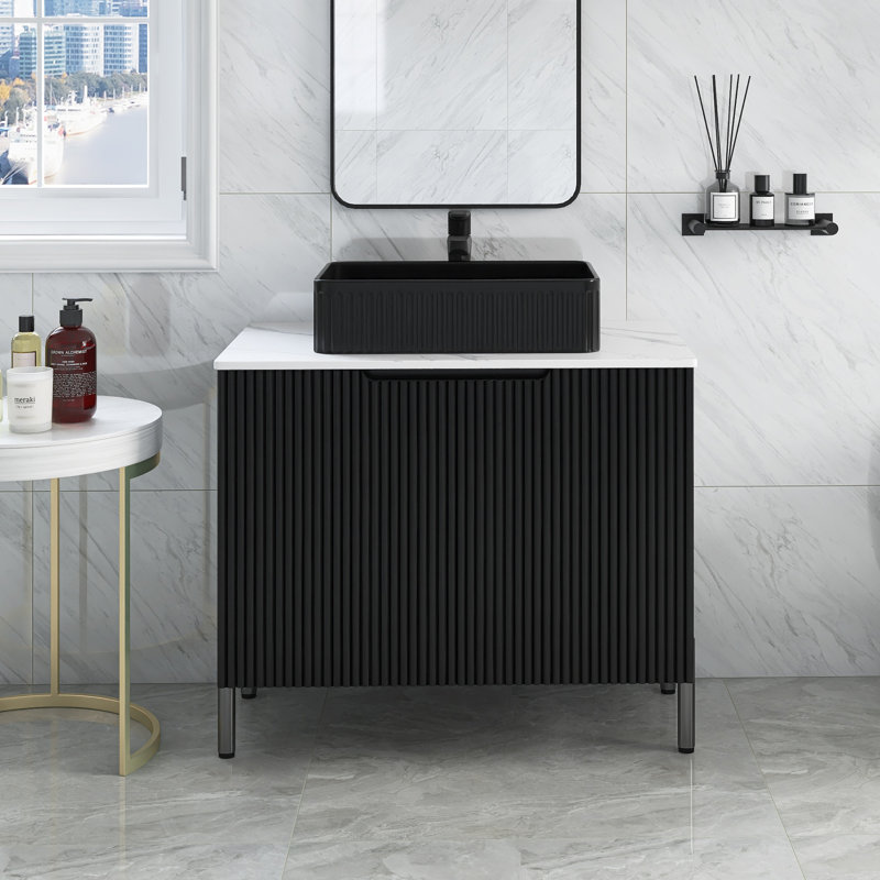 Elezabeth 29.94'' Single Bathroom Vanity with Engineered Stone Top