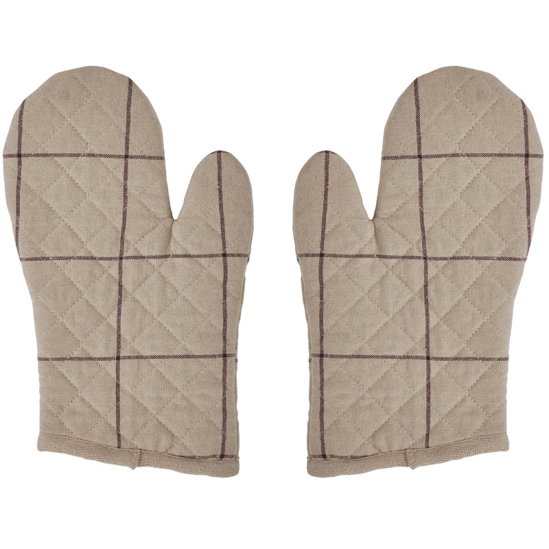 Connell Beige Cotton Quilted Oven Mitt Set