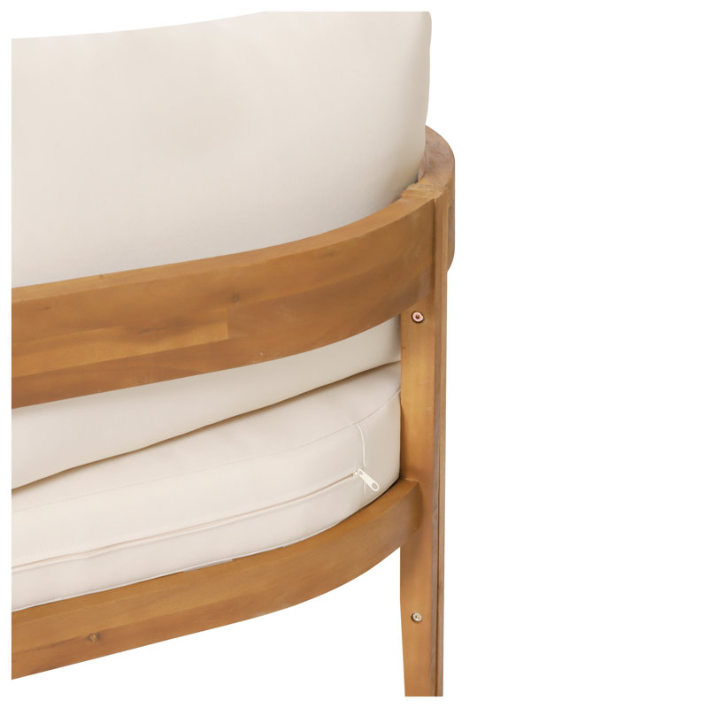 Ensemble de conversation d'extérieur 3 pièces avec cadre en bois d'acacia et coussins beiges Brooklyn