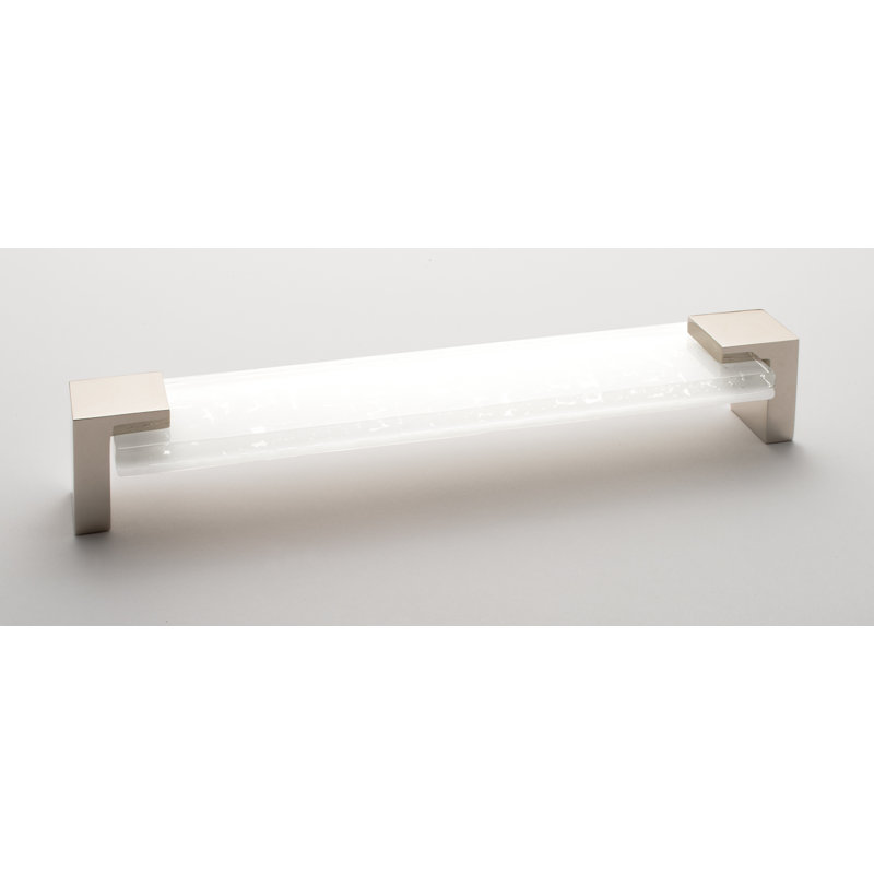 Affinity 8" Center to Center Bar Pull, Polished Nickel/White