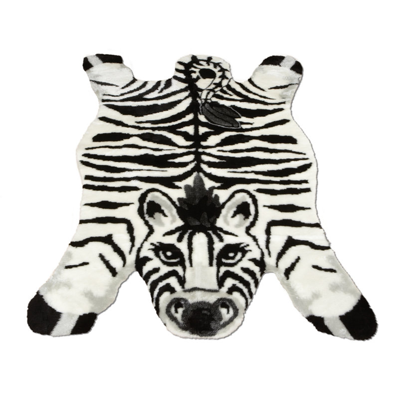 Kids Faux Fur Washable Animal Print Indoor Rug