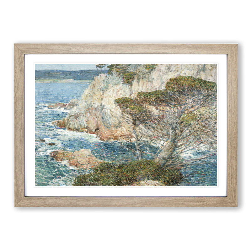 Point Lobos by Childe Hassam - Picture Frame Painting, 48cm H x 65cm W x 2cm D, Oak Framed