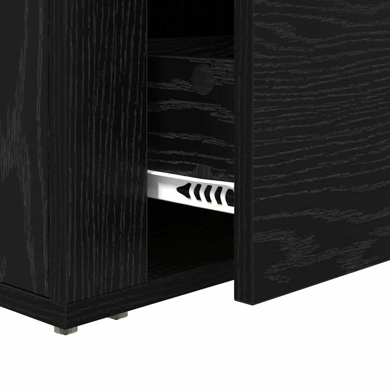 35cm W Manufactured Wood Bedside Table, Black Oak