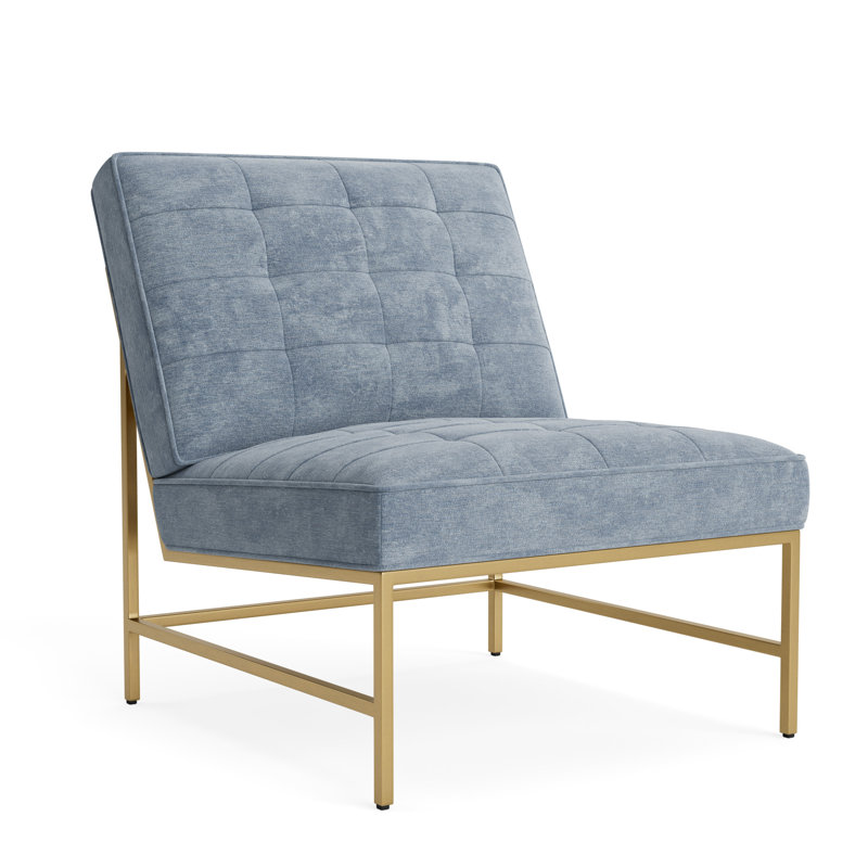 Major Chair, Vintage Chenille - Smoky Blue, Brushed Brass