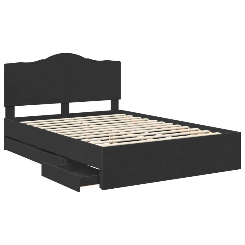 Bed Frame, European Kingsize (160 x 200 cm), Black