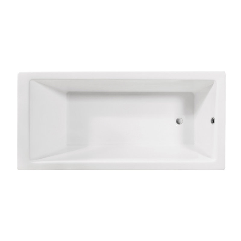 Baignoire de trempage encastrée 67 "avec plateau en bambou 67" Streamline, Chrome poli