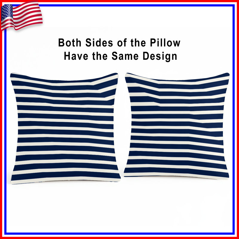 Navy Stripes Throw Pillow, Pattern Double Sided Pillows, 18 x 18 inches