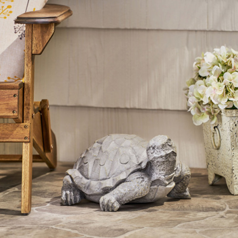 Statue de tortue d'extérieur gris foncé - charmant décor de tortue, aucun assemblage requis