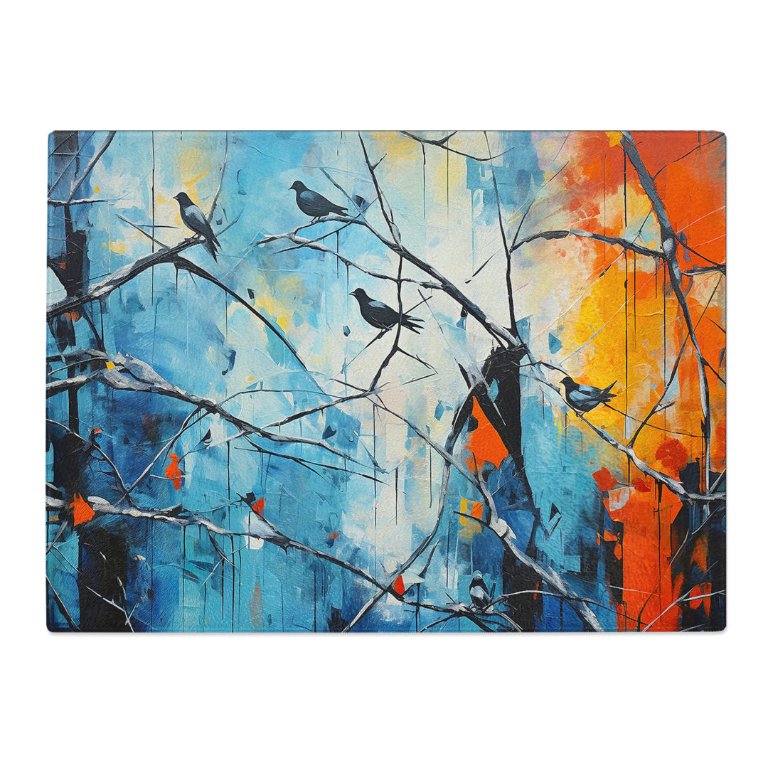 Magpie Abstract  Glass Chopping Board
