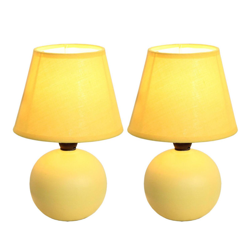 Mini Ceramic Globe Table Lamp, Yellow, Yellow