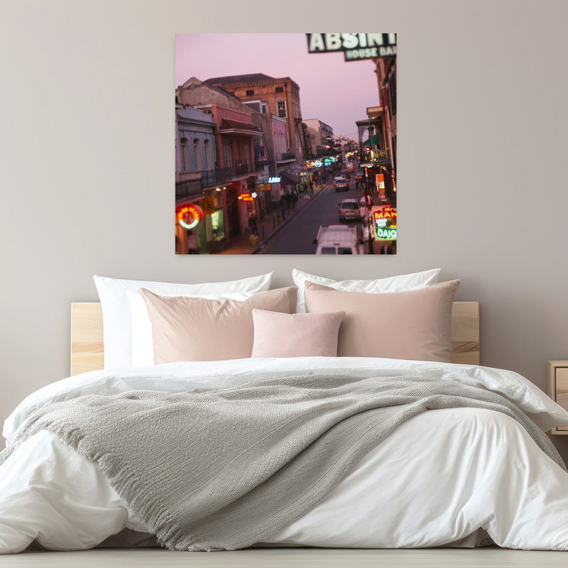 Store signs lit up at dusk Bourbon Street New Orleans LA USA 1 Piece Wrapped Canvas Wall Art, 81.28cm H x 81.28cm W