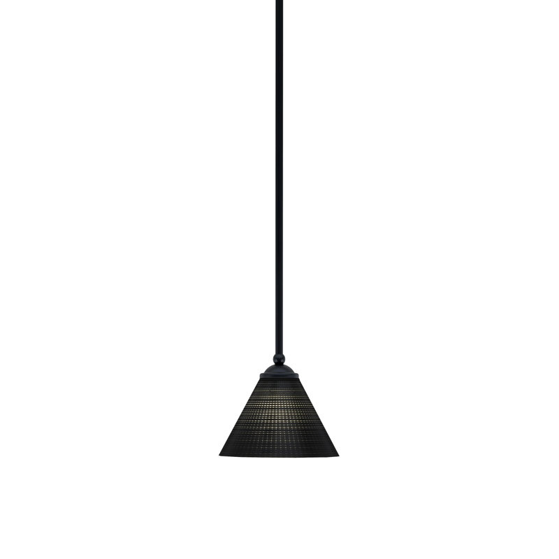 Mini-luminaire suspendu suspendu Zilo, fini graphite avec verre de 7 po, Noir mat