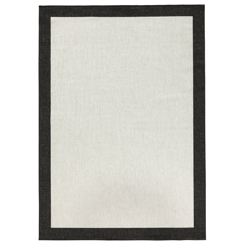 Panama Machine Woven Black/Cream Indoor / Outdoor Rug, Rectangle 80 x 150cm