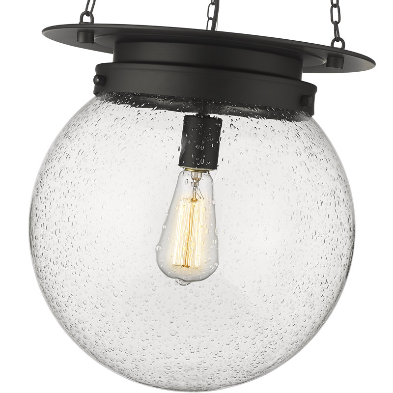 Luminaire suspendu unique à 1 lumière Zella, H 86,75 po x l 13 po x P 13 po, Noir mat, Transparent