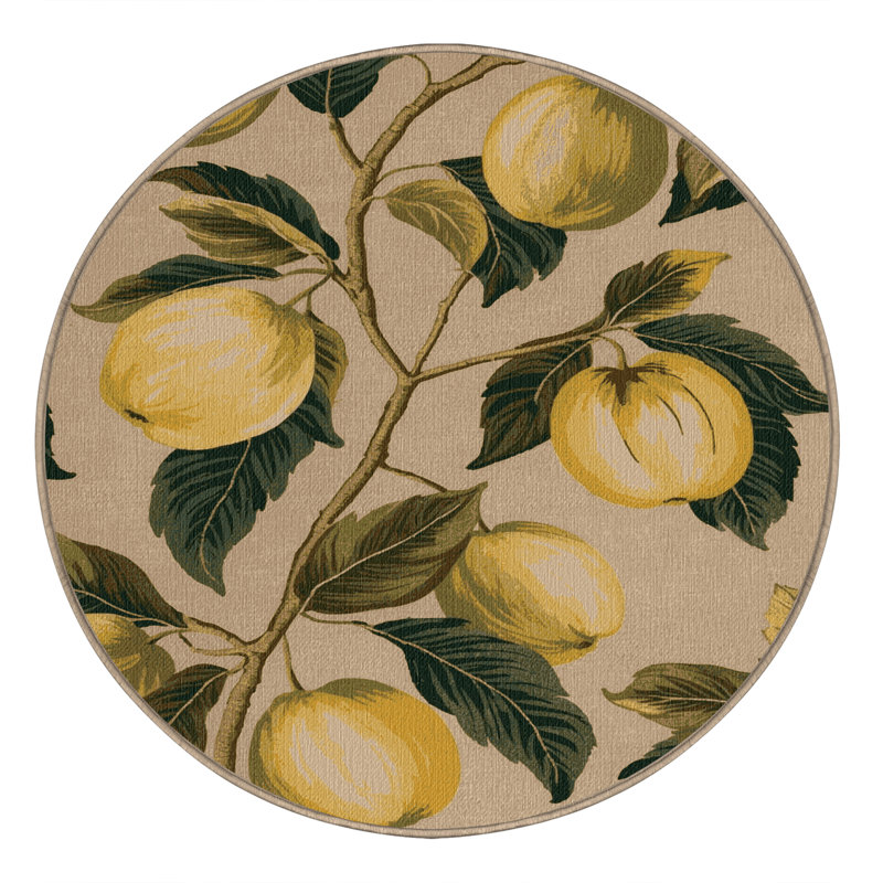  Tapis lavable à motif de fruits verts, Rectangulaire 8 pi x 10 pi