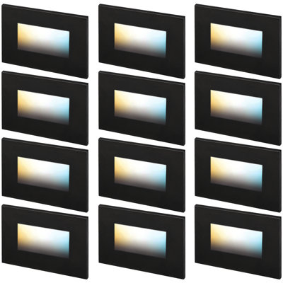 5CCT Integrated LED Stair Lights, Dimmable Aluminum LED Deck Lights for Indoor/Outdoor, CRI90, 120V Horizontal Step Lights, 150lm, Black