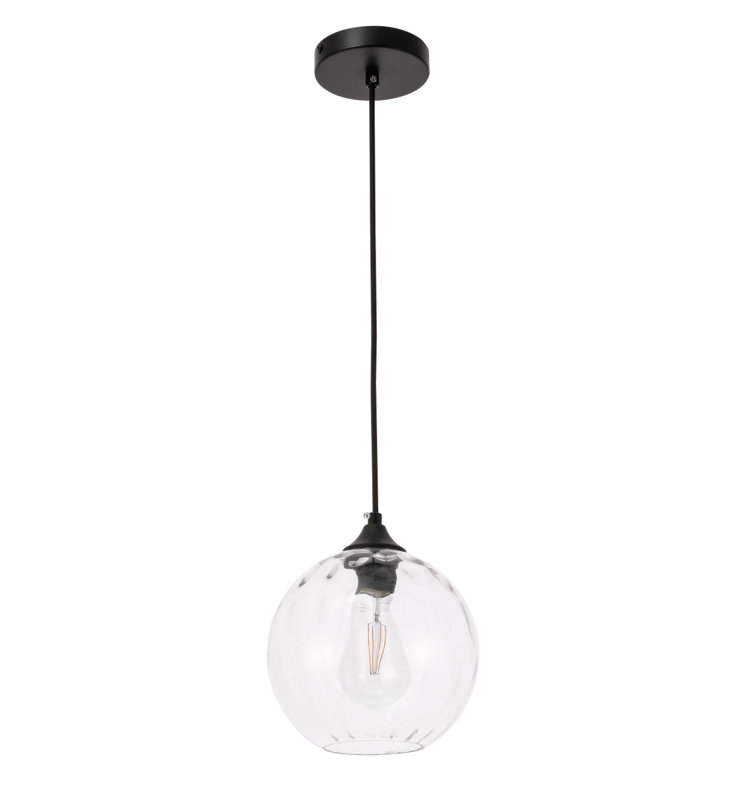 Luminaire suspendu sphère 1 lumière Douthit, Noir, H 8,8 po x l 7,9 po x P 7,9 po