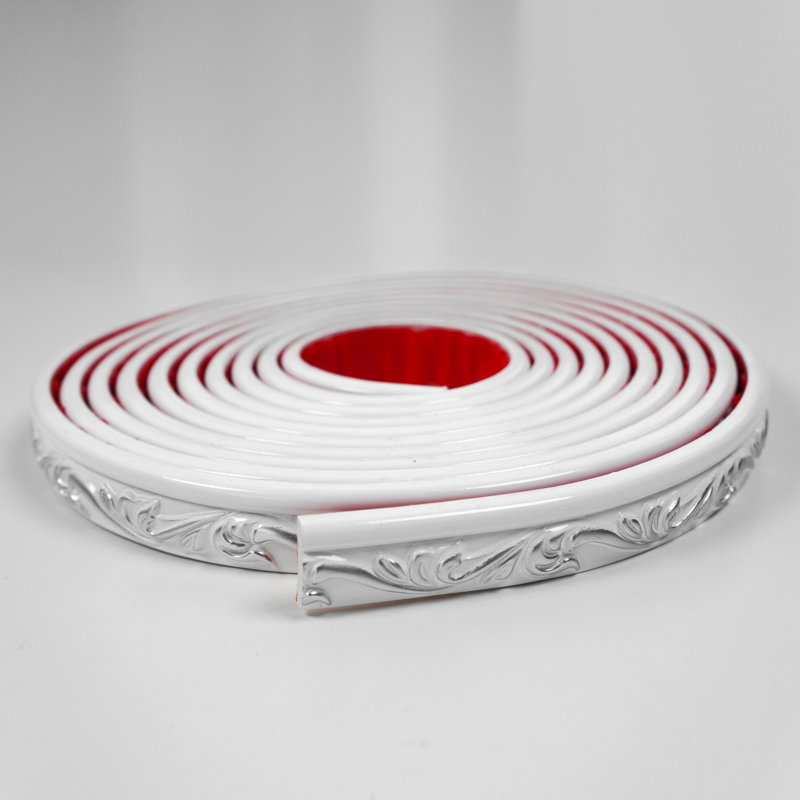 Garniture de moulure auto-adhésive chromée blanche 16,4 pi x 1,02 po x 0,28 po
