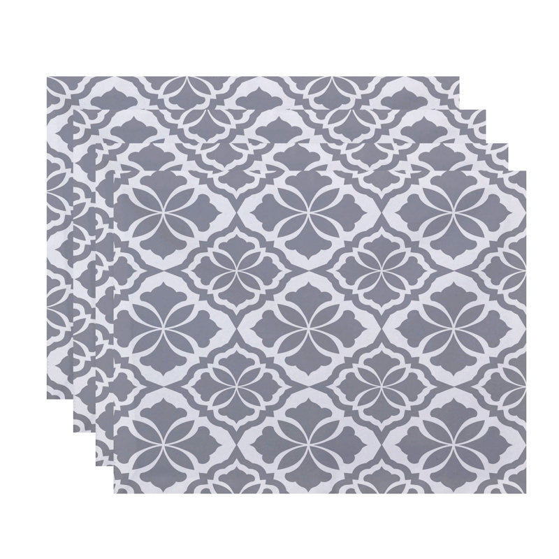 Selina Polyester Floral Rectangle Placemat, Gray