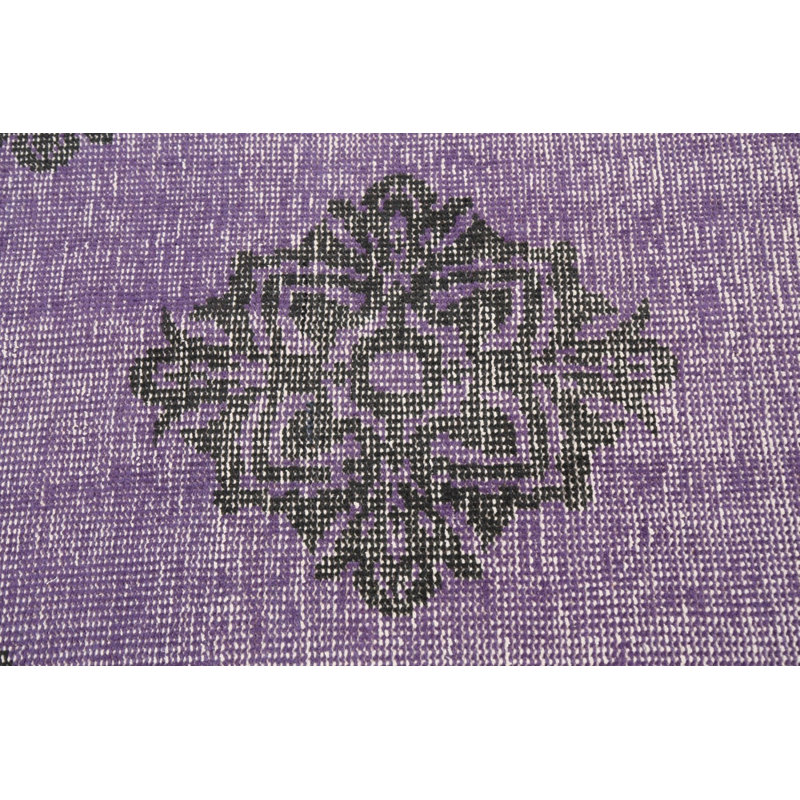 Tapis mauve en laine noué à la main de conception unique 5 pi 6 po x 8 pi 6 po