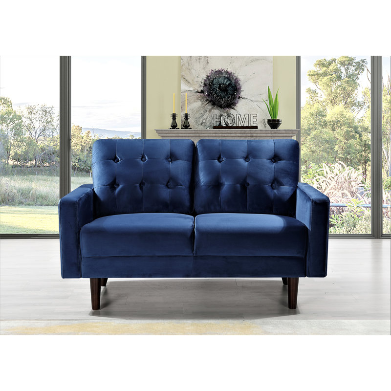 Brien 74.8'' Velvet Sofa, Dark Blue, 33"H x 53"W x 31"D