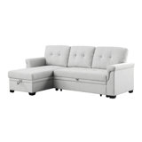 84" Linen Reversible Sectional Sofa With Sleeper & Storage Chaise
