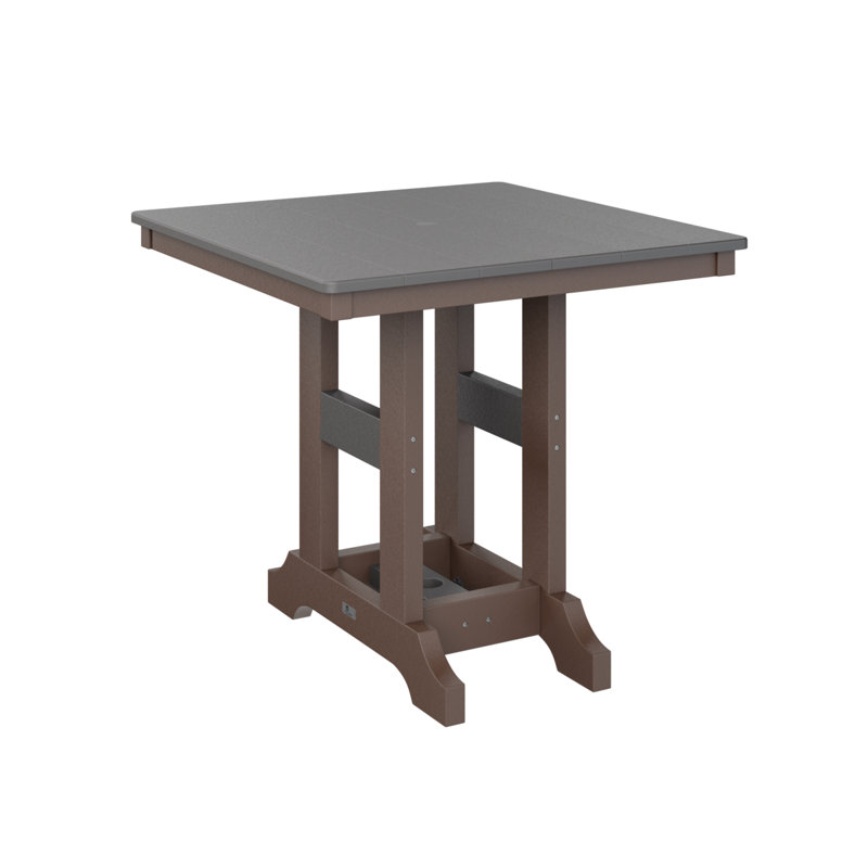 Garden Classic Outdoor Square Bar Table, 39.5" H x 33" W x 33" D, Smoke Gray, Chocolate Brown