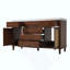Meuble-lavabo de salle de bain avec lavabo SMC, grande armoire de rangement moderne avec tiroirs à fermeture en douceur et portes en rotin, boutons en métal argenté et 5 pieds en pin