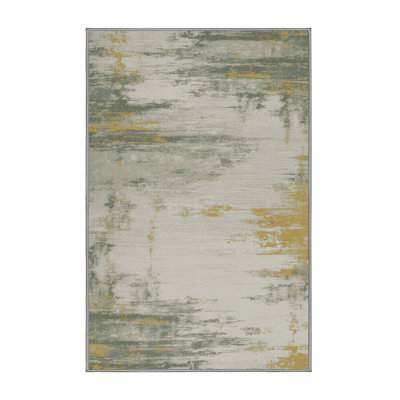 Machine Washable Abstract Gray Area Rug