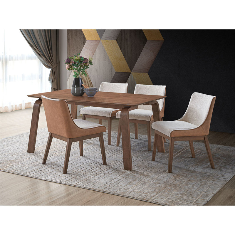 Ensemble de salle à manger 5 pièces à finition noyer avec chaises d'appoint Ginny