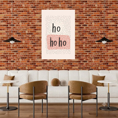 Merry Ho Ho Ho Abstract Contemporary Wall Art Print 1 Piece Wrapped Canvas Wall Art