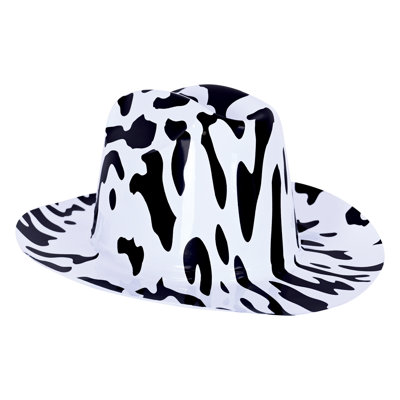 Plastic Cow Print Cowboy Hat, One Size Fits Most