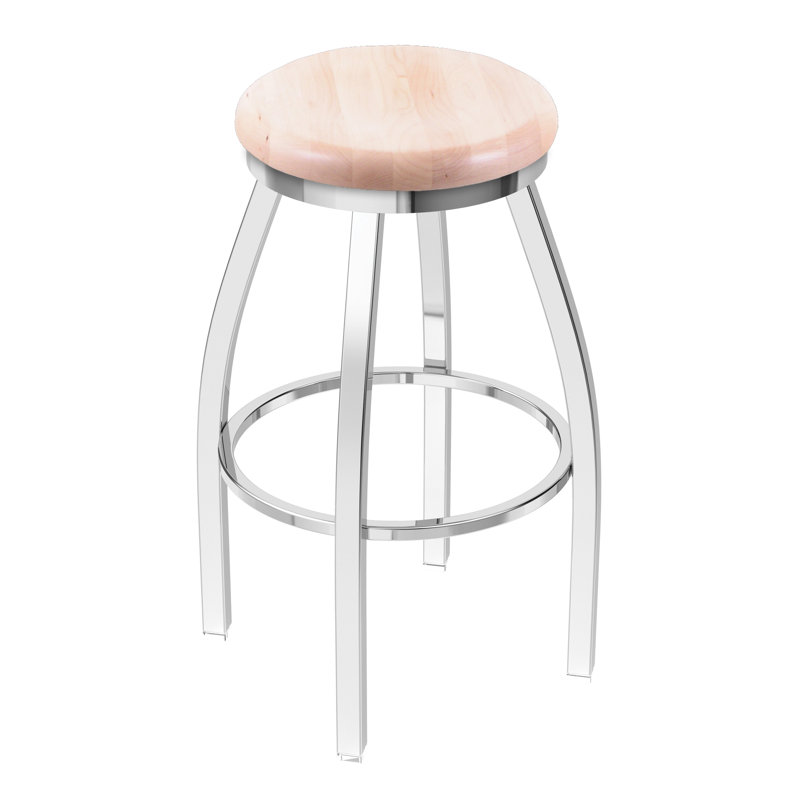 802 Misha Swivel Bar Stool, Natural Maple, Chrome, Extra Tall (36" Seat Height)