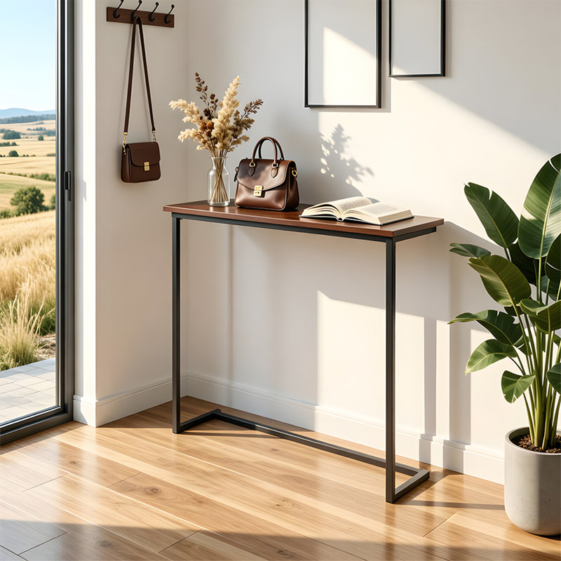 Wood-Grain Narrow Console Table, 100cm H x 100cm W x 20cm D