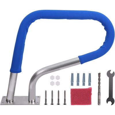 30 x 22 in Swimming Pool Stair Rail,250 LBS Load Capacity,304 Stainless Steel Rustproof Pool Handrail,with Blue Grip Cover, for Inground Pool