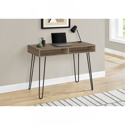 Computer Desk, Home Office, Laptop, Left, Right Set-Up, Storage Drawers, 40"L, Work, Brown Laminate, Black Metal, Contemporary, Modern