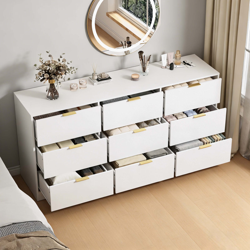 Commode 9 tiroirs 63 "blanche, Blanc