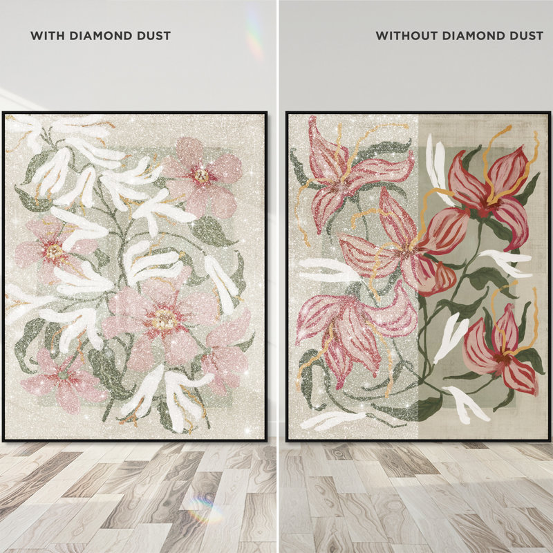 Lilies Flower Set Floral & Botanical Canvas Print by Oliver Gal, Black Frame, 16 x 20, 25" H x 21" W, Black Floater Frame
