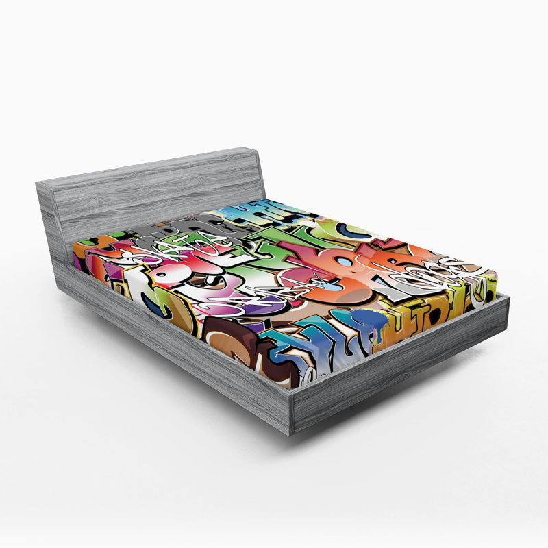 Multicolore drap-housse Ambesonne Urban Graffiti, Drap-housse de taille très grand