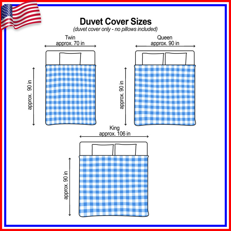 Blue White Gingham Duvet Covers, Twin