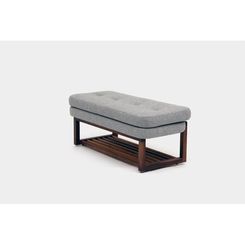 Melinda Upholstered Storage Bench, Gray, 18" H x 48" W x 22" D