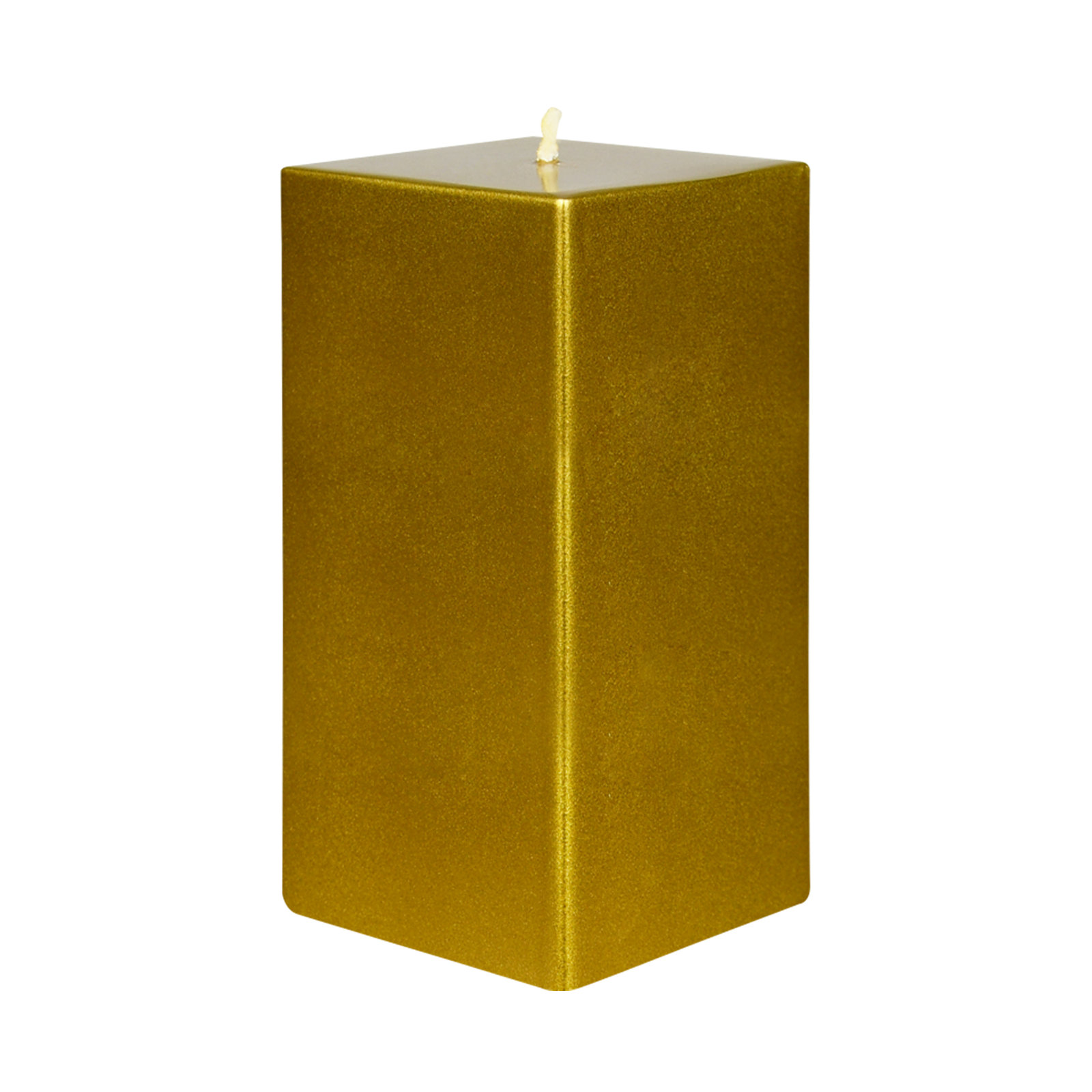 Square Pillar Candle, Metallic Gold, 6" H x 3" W x 3" D, 1 Candle