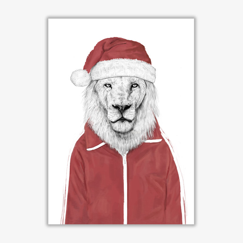 Santa Lion by Mercedes Lopes Charro - Print, 42 cm H x 29.7 cm W x 1 cm D, No Frame