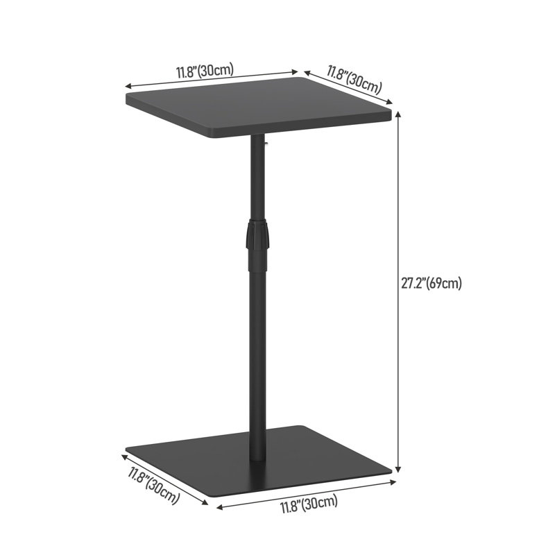 Table d'appoint à hauteur réglable 27,2 "H, Noir, Noir, Noir