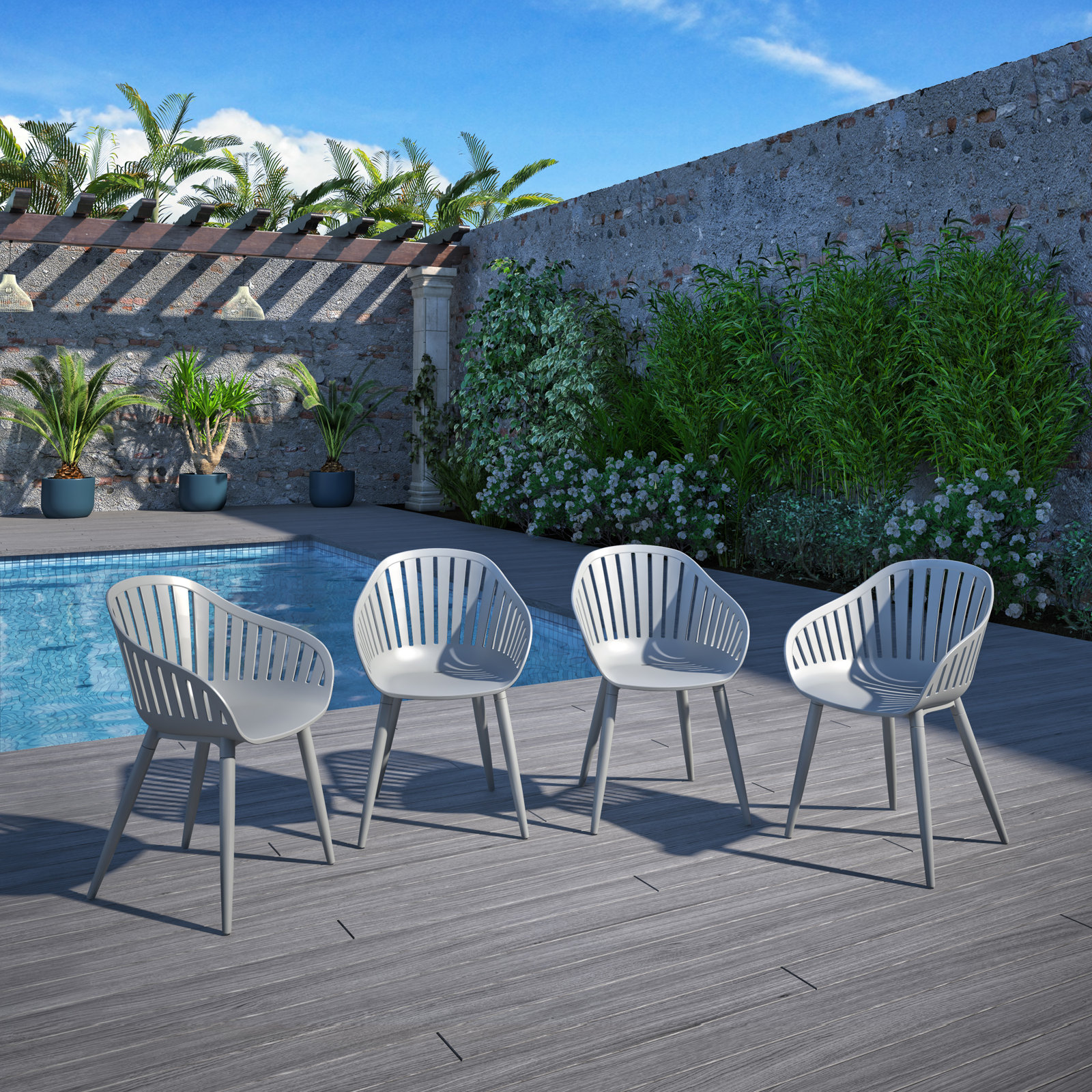 Alyisa Cannes Aluminum Black Dining Chair, Gray