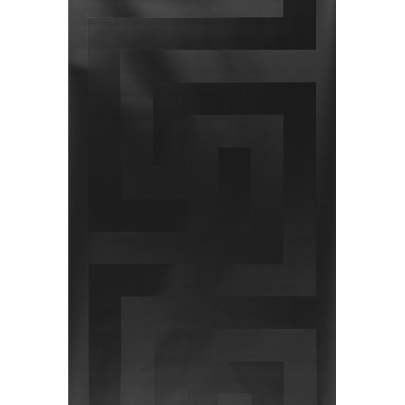 Versace Greek Key Silver Gray Vinyl Wallpaper, 33' L x 27" W, Black/Satin