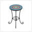 Table d'appoint de patio avec tablette, bleu + noir