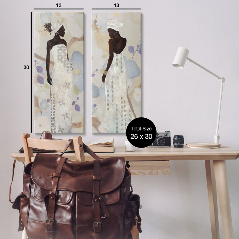  Ensemble de 2 impressions sur toile élégantes «Neutrals Women» par Janet Tava, H 30 po x l 13 po