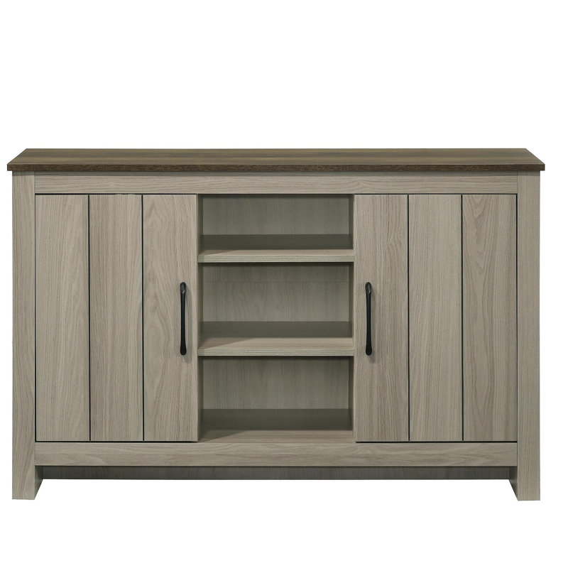 Console en chêne gris de 47 po Nyla, buffet, buffet avec tablettes et portes d'armoire